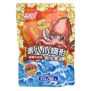 鲁滕华艺酱爆牛肉味素八爪烧形膨化食品