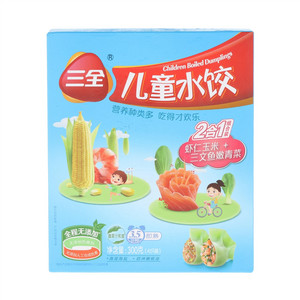 三全儿童水饺虾仁玉米+三文鱼嫩青菜组合装