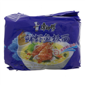 康师傅鲜虾鱼板袋面5包入