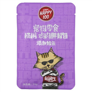 WANPY HAPPY100宠物零食 猫用鸡肉鲜封包 添加鳕鱼
