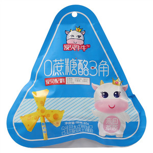 爱贝牛牛酸奶味0蔗糖酪3角