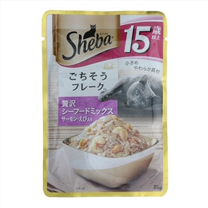 Sheba希宝甄选肉块软包罐头吞拿鱼三文鱼明虾海鲜盛宴大龄猫15岁+猫粮