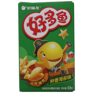 好丽友好多鱼鲜香海苔味焙烤型马铃薯膨化食品