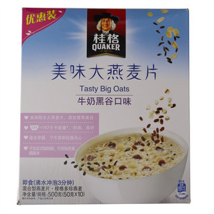 桂格美味大燕麦片牛奶黑谷口味 50克*10袋*16盒
