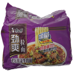 康师傅劲爽拉面老坛酸菜牛肉面（5包入）