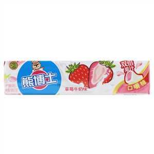 熊博士草莓牛奶味口嚼软糖 充气糖果52克
