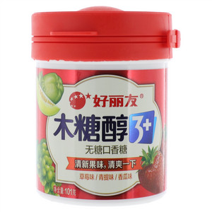 好丽友木糖醇3+草莓味青提味香瓜味无糖口香糖