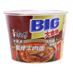 康师傅大食桶酸辣牛肉面