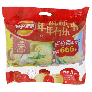 乐事组合包70克*3包*7组（原味+黄瓜+青柠 Q3表情包）清新之选