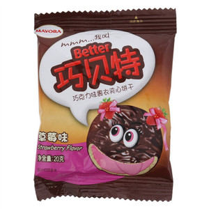 巧贝特草莓味巧克力味裹衣夹心饼干