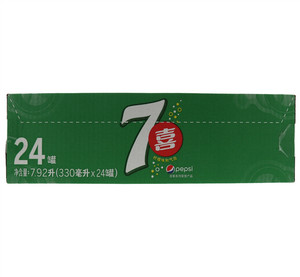 7喜7UP柠檬味和气泡冰爽柠檬味汽水7.92升（330毫升×24罐）