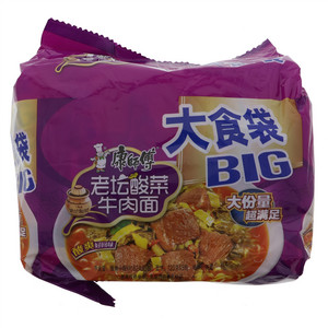 康师傅大食袋酸菜牛肉面5包入