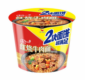 统一红烧牛肉面-2块面饼（桶面）