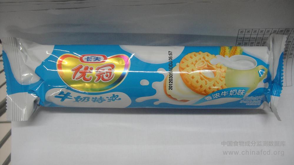卡夫优冠夹心饼干（香浓牛奶味）