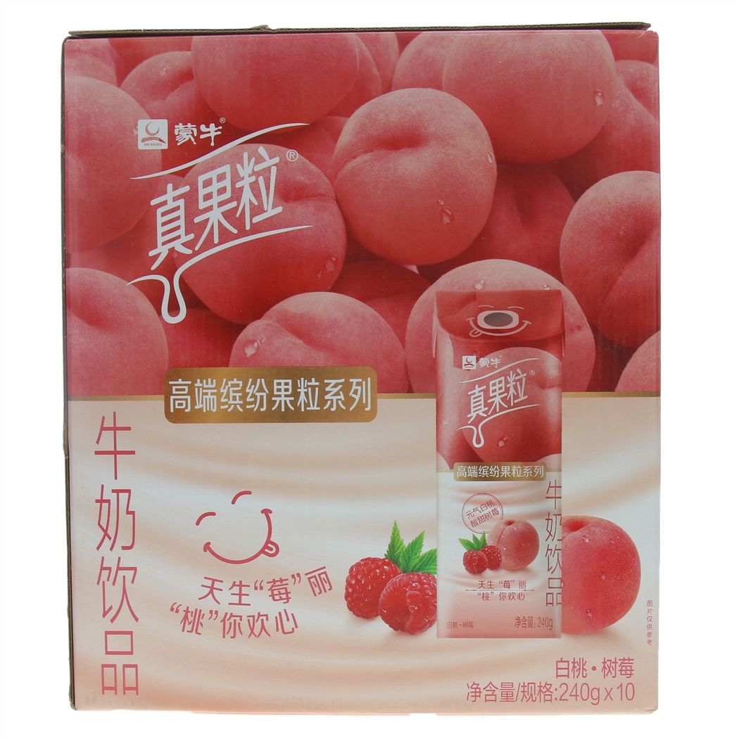真果粒高端缤纷果粒系列白桃树莓果牛奶饮品