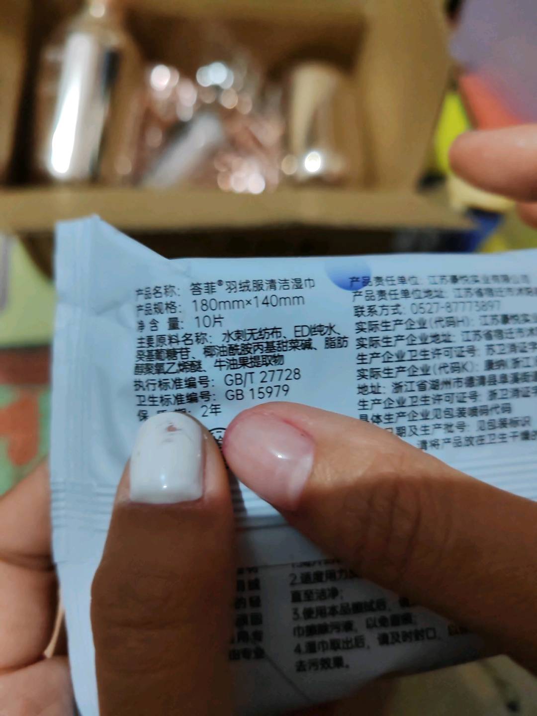 答菲羽绒服清洁湿巾10片X1包