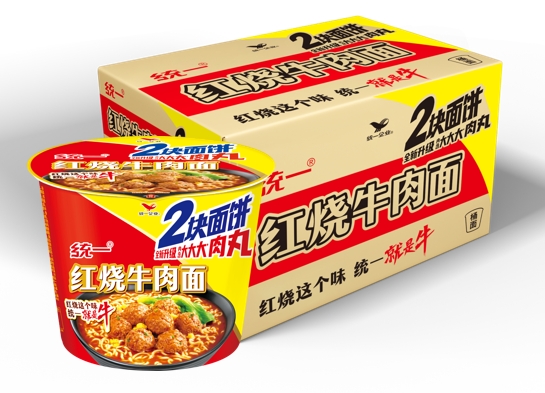 统一来一桶红烧牛肉面大桶(2块面饼）外箱