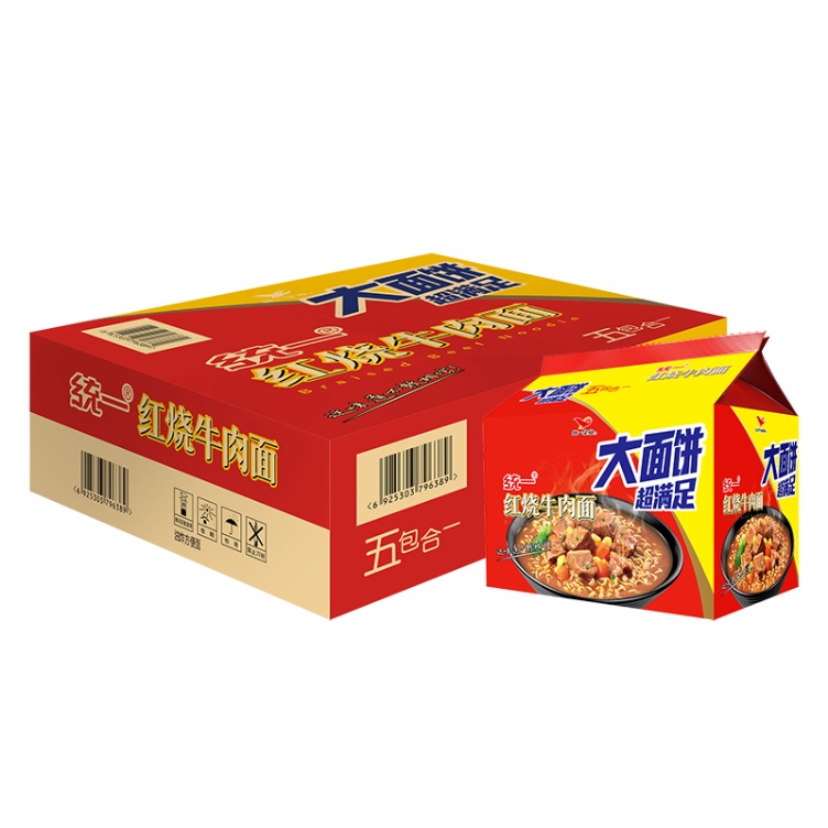统一100红烧牛肉面（大袋）五合一箱