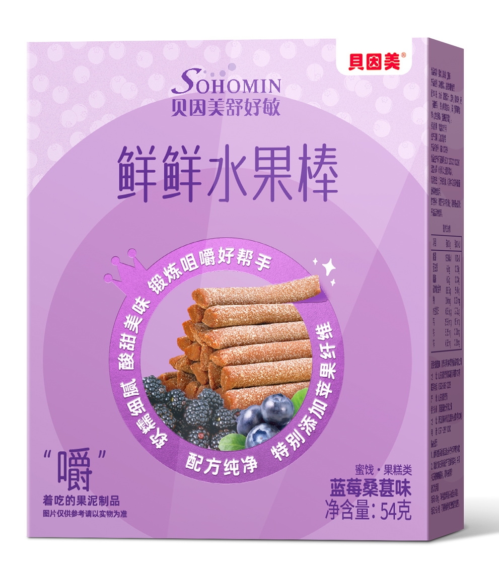 贝因美舒好敏鲜鲜水果棒蓝莓桑葚味54克