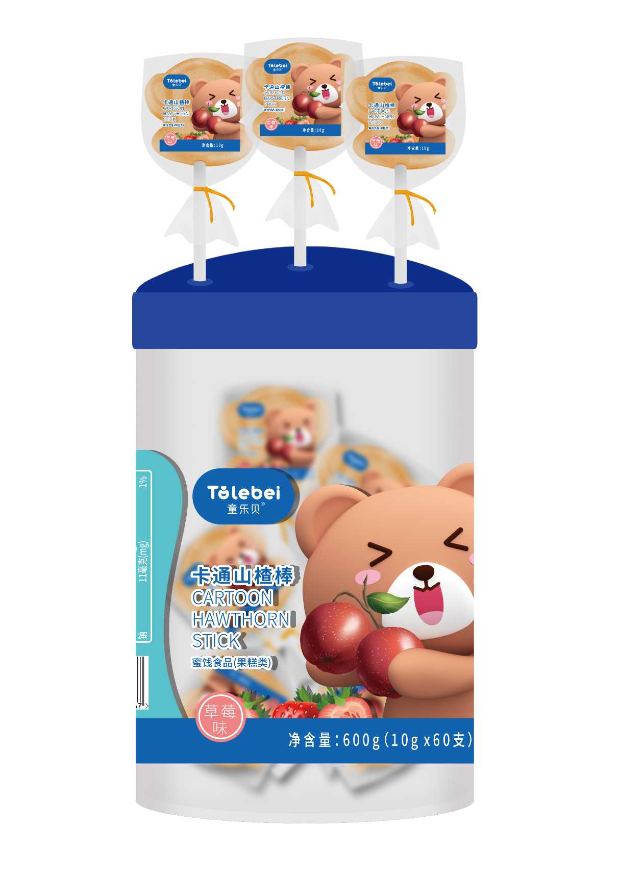 童乐贝卡通山楂棒草莓味