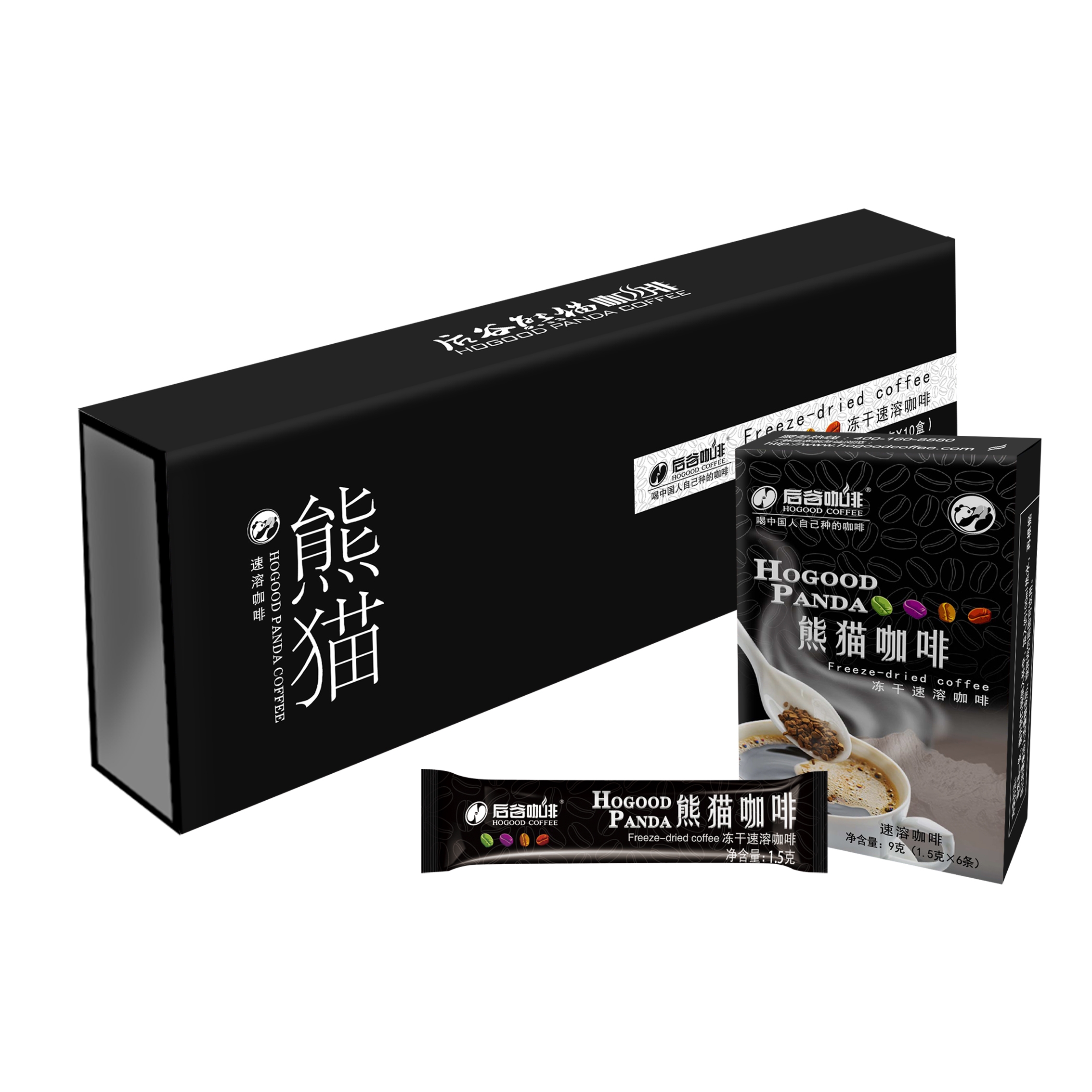 后谷熊猫速溶冻干黑咖啡粉 礼盒装 90g