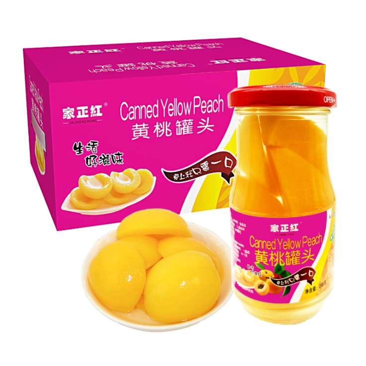 家正红黄桃罐头