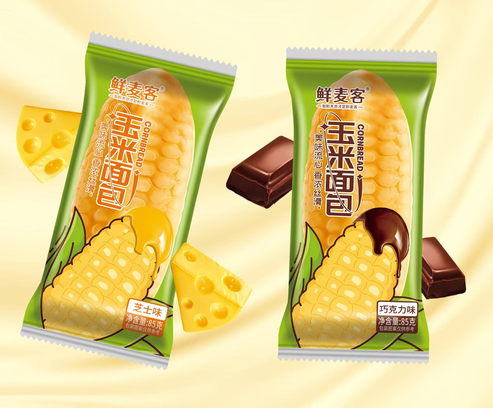 鲜麦客玉米面包(芝士味）芝士味85克