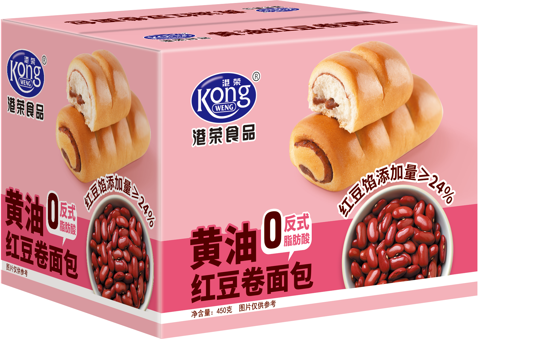 港荣KongWeng黄油红豆卷面包450克