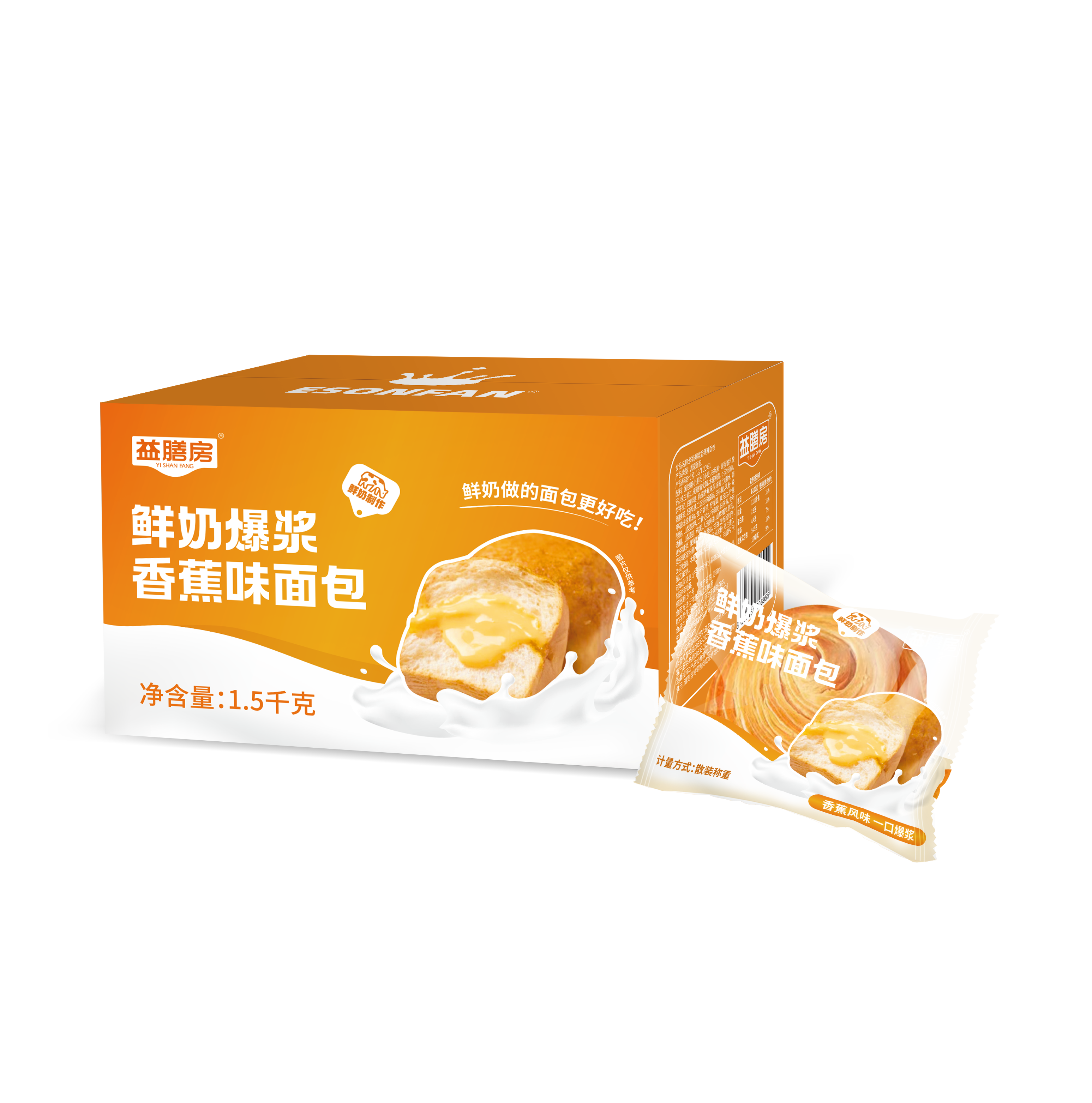 益膳房鲜奶爆浆香蕉面包1.5千克