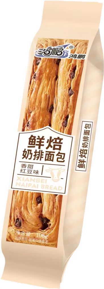 鸿鹏鲜焙奶排面包（香甜红豆味）100克