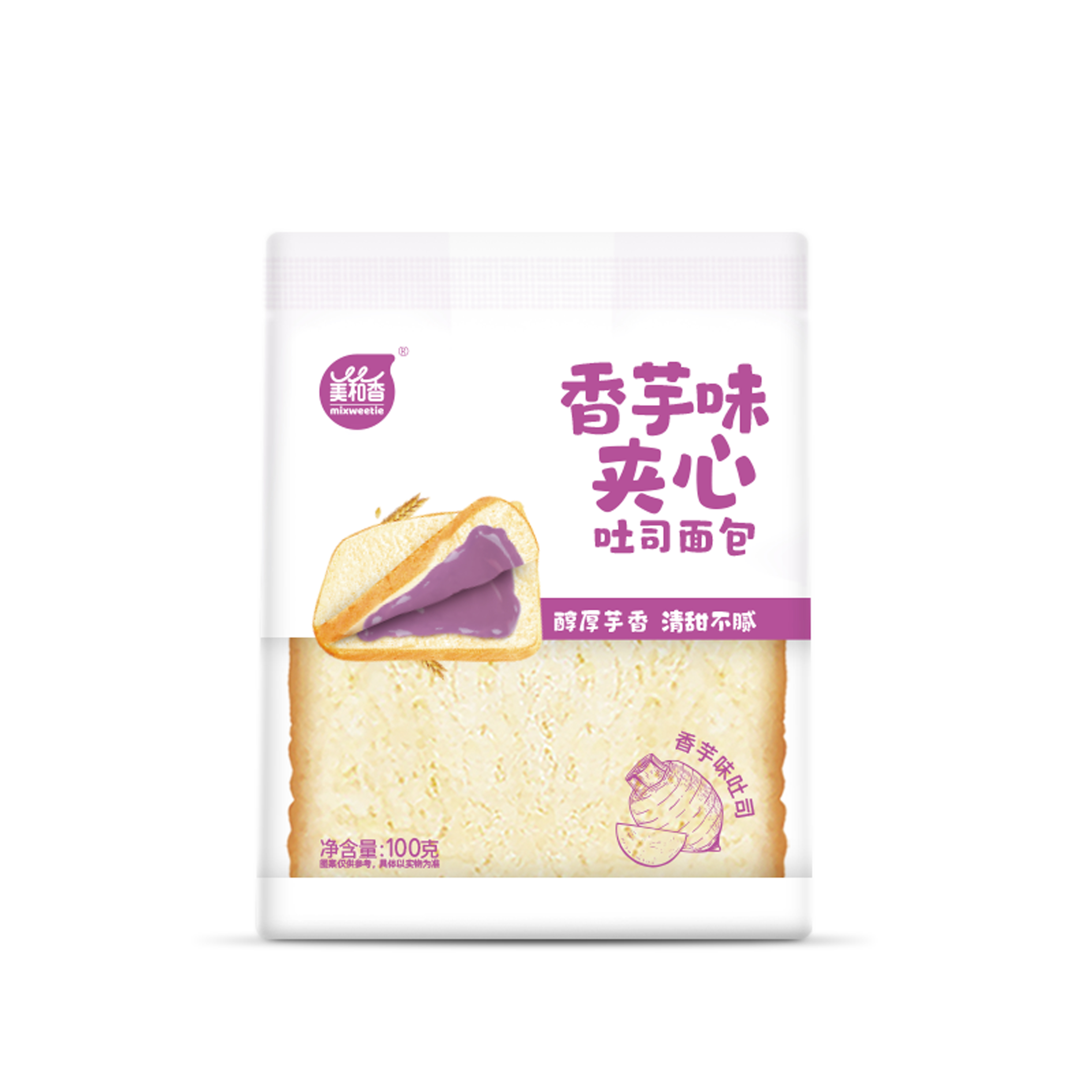 美和香香芋味夹心吐司面包香芋味100克