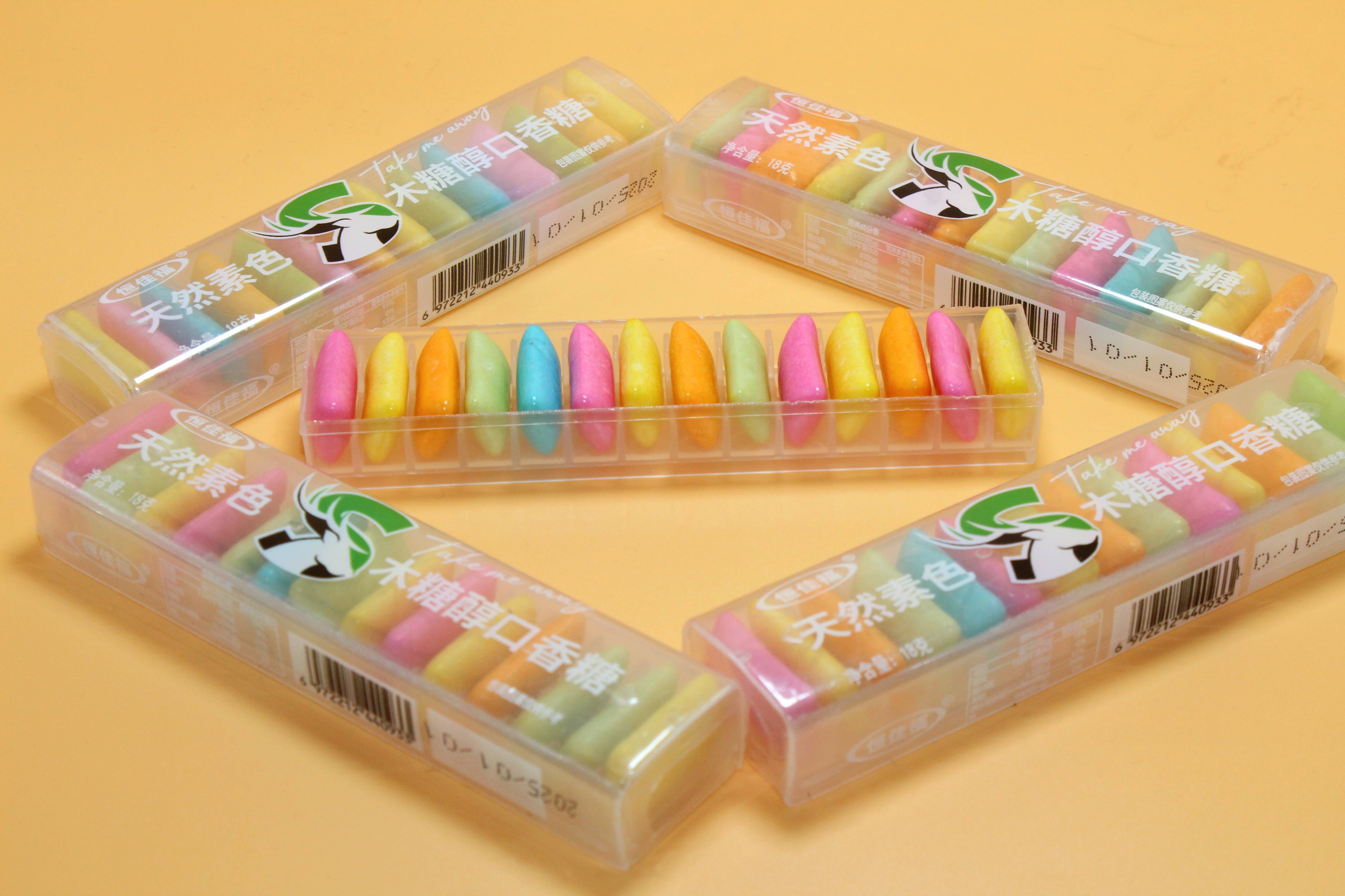 恒佳福天然素色木糖醇口香糖彩色 水果味18克