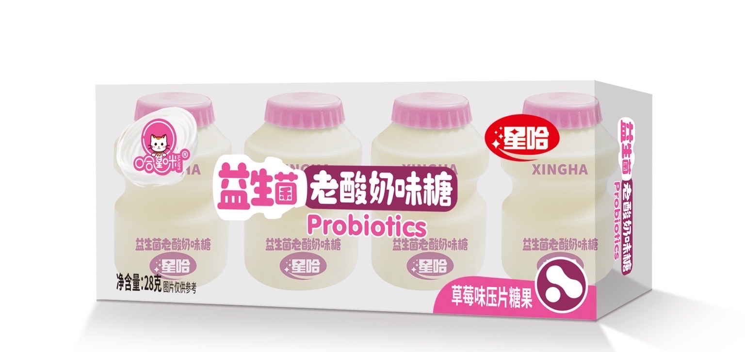 哈星咪益生菌老酸奶草莓味糖挂板香甜，草莓味，益生菌392克