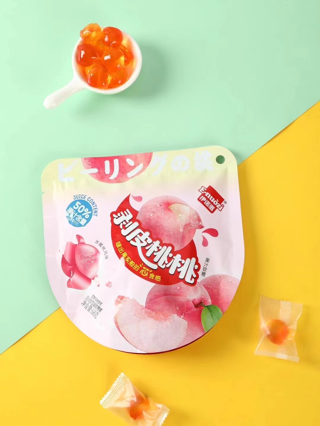 伊诺滋剥皮桃桃果汁软糖（水蜜桃风味）68克