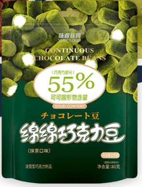 味睿谷得绵绵巧克力豆（抹茶口味）80克