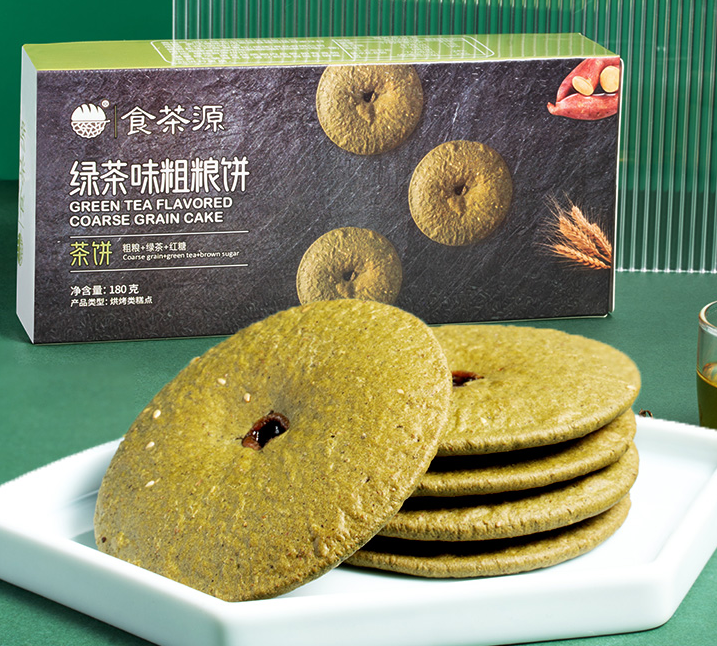 食茶源绿茶味粗粮饼干口味（一盒180克）一包18g