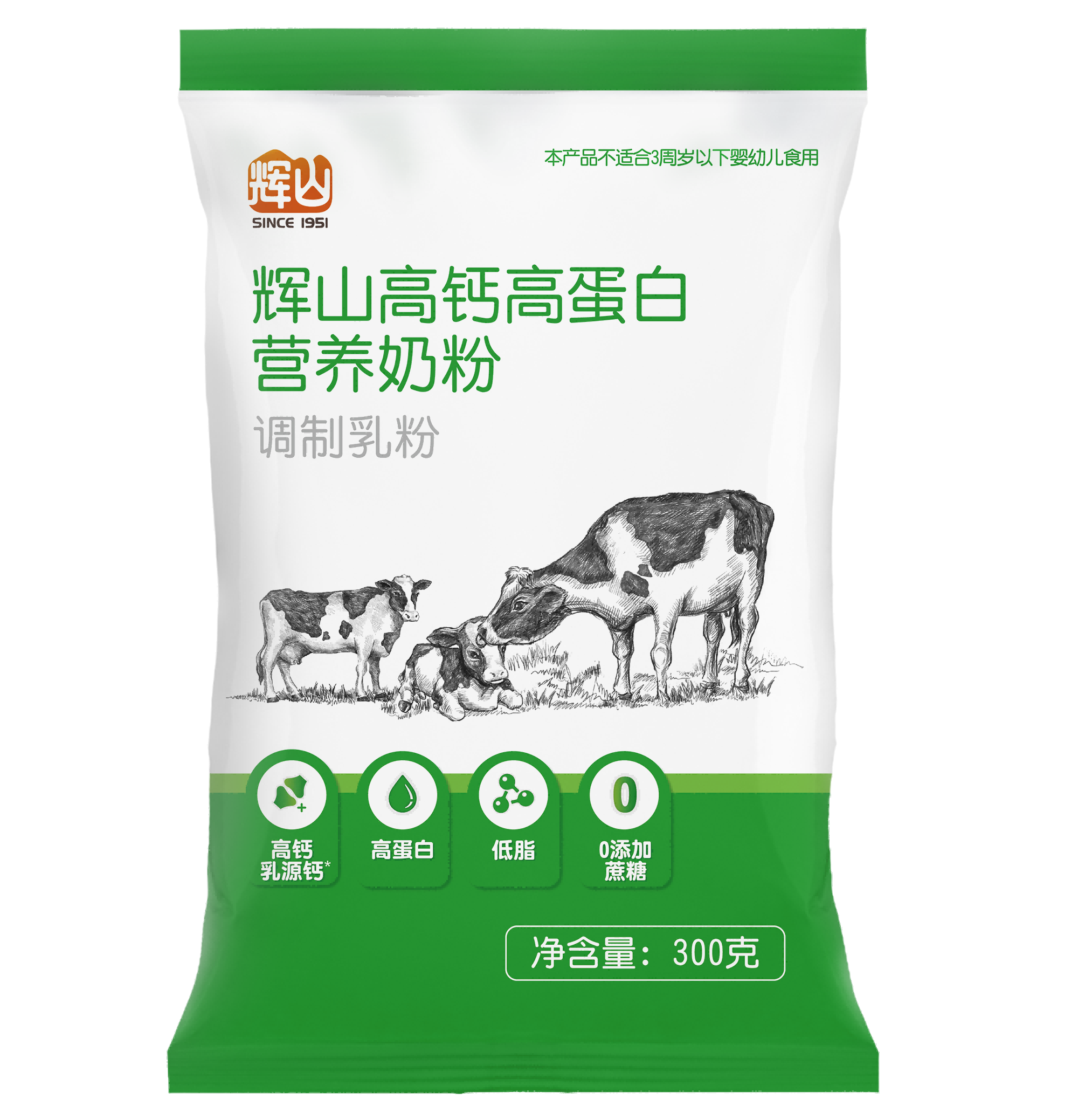 辉山高钙高蛋白营养奶粉/300g袋