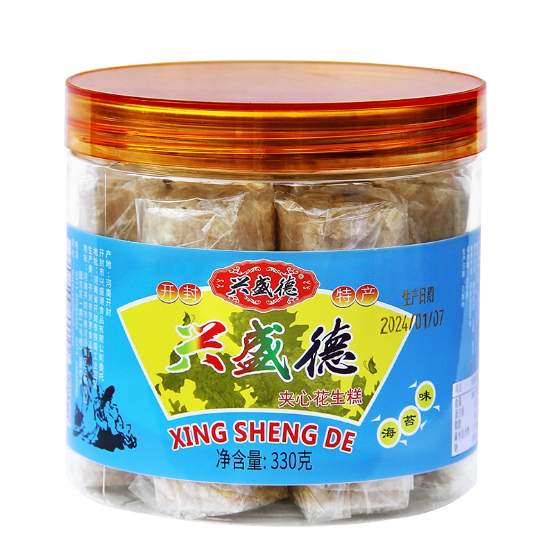 兴盛德桶装夹心花生糕 海苔味