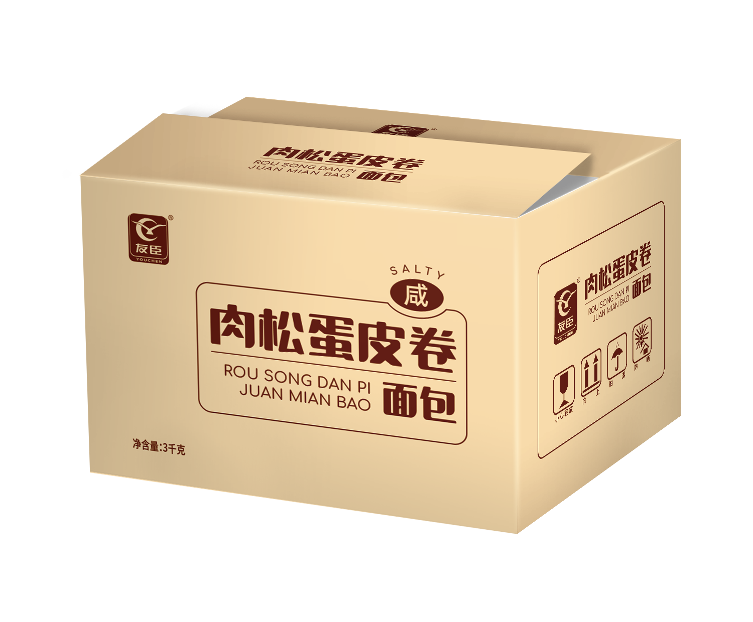 肉松蛋皮卷面包-3千克牛皮箱