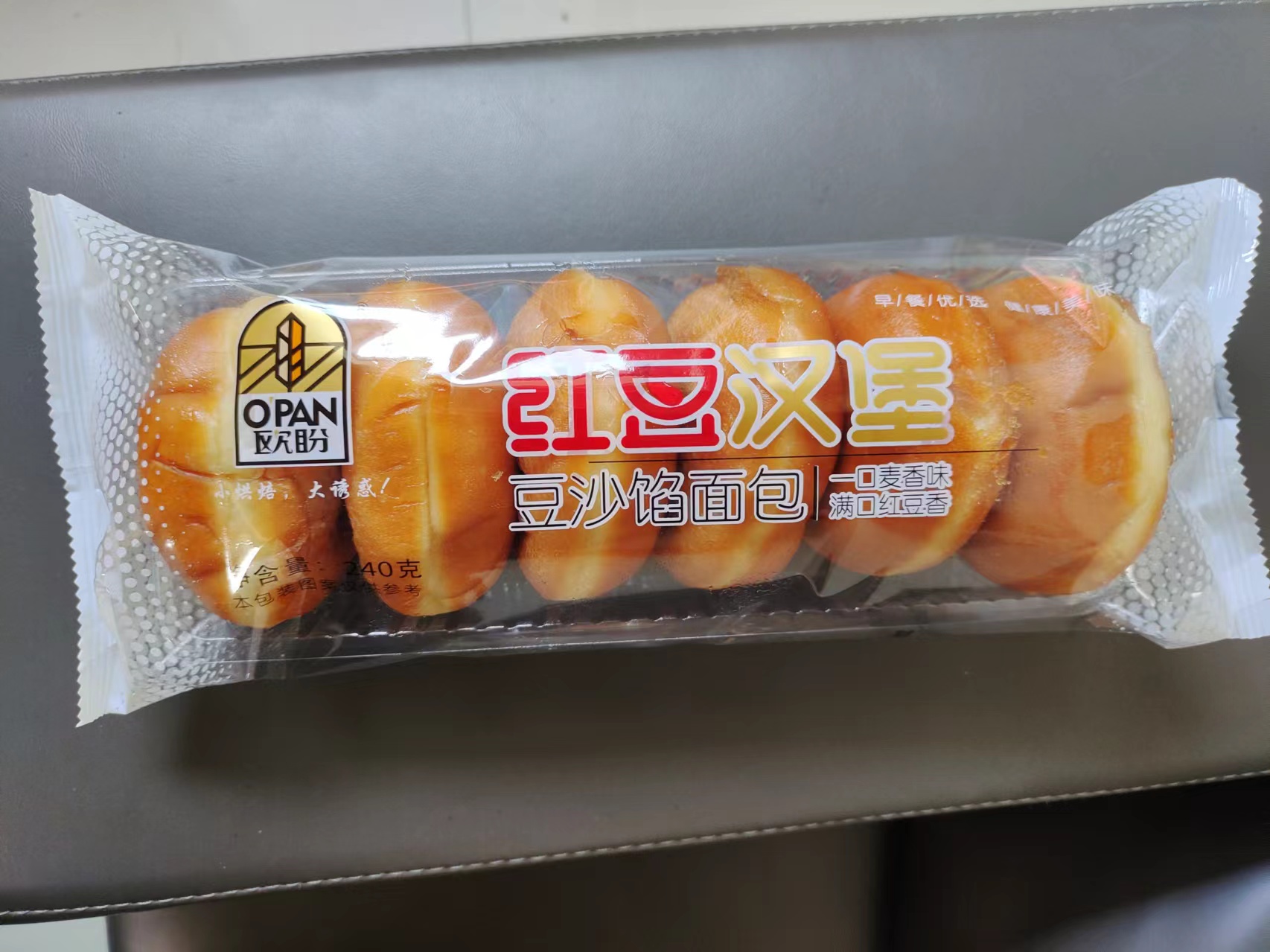 欧盼红豆汉堡豆沙馅面包240克